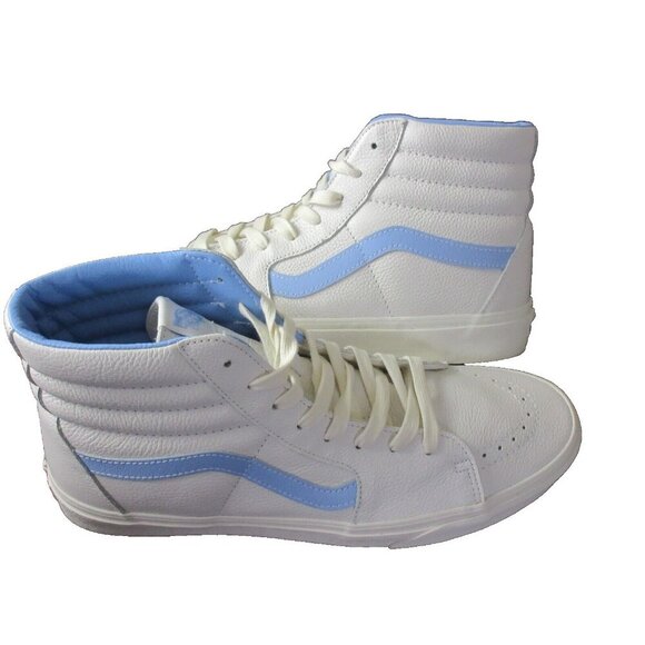 Vans Men's Sk8-Hi Vintage Leather Blanc De Blanc White Blue shoes Sizes NIB - Picture 1 of 5